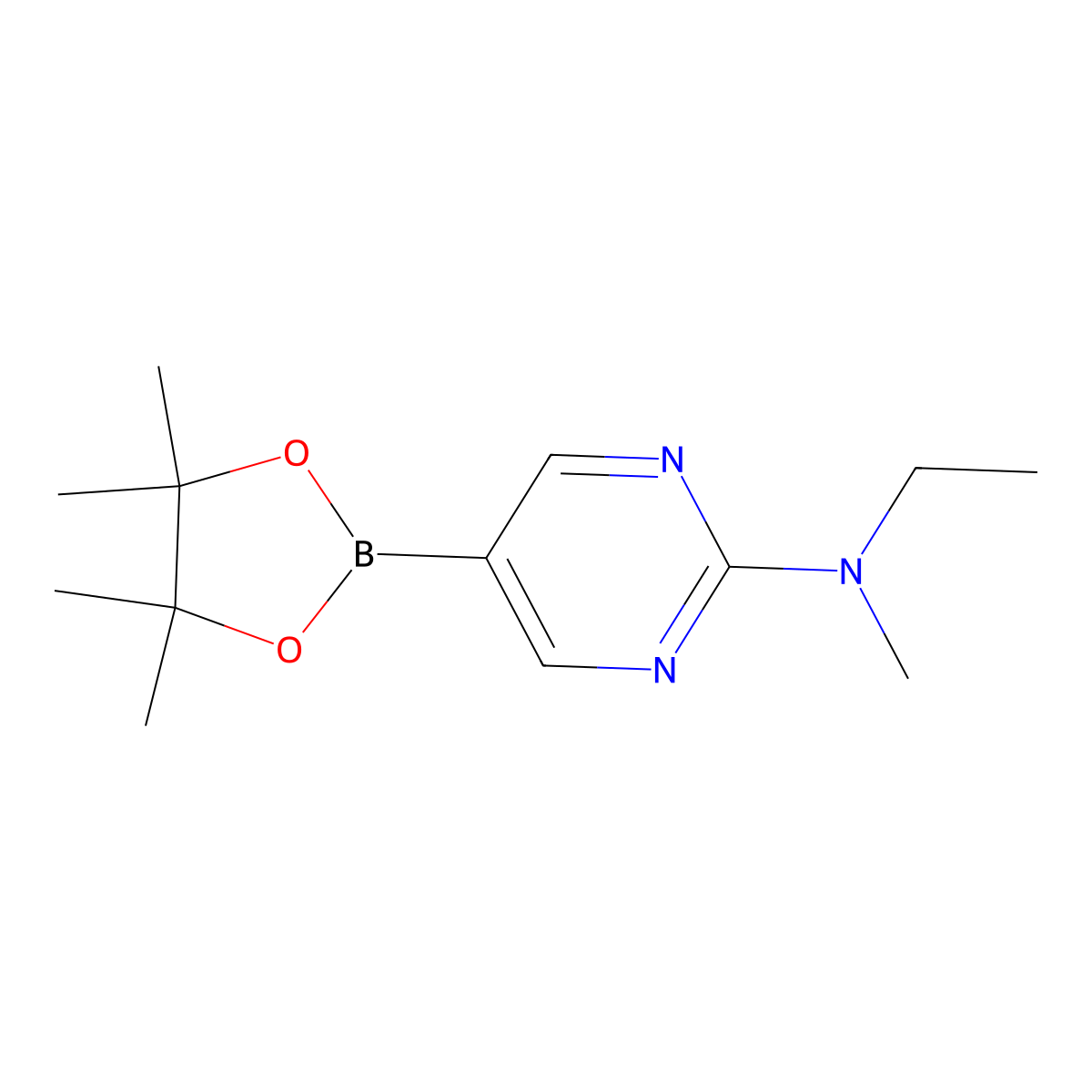 N-Ethyl-N-methyl-5-(4,4,5,5-tetramethyl-1,3,2-dioxaborolan-2-yl)pyrimidin-2-amine molecular structure, CAS 1350562-10-5