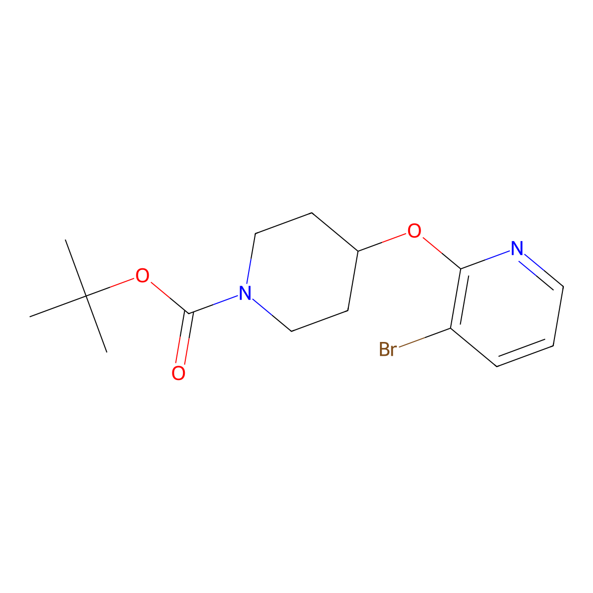 4-(3-Bromo-pyridin-2-yloxy)-piperidine-1-carboxylic acid tert-butyl ester molecular structure, CAS 1350608-00-2
