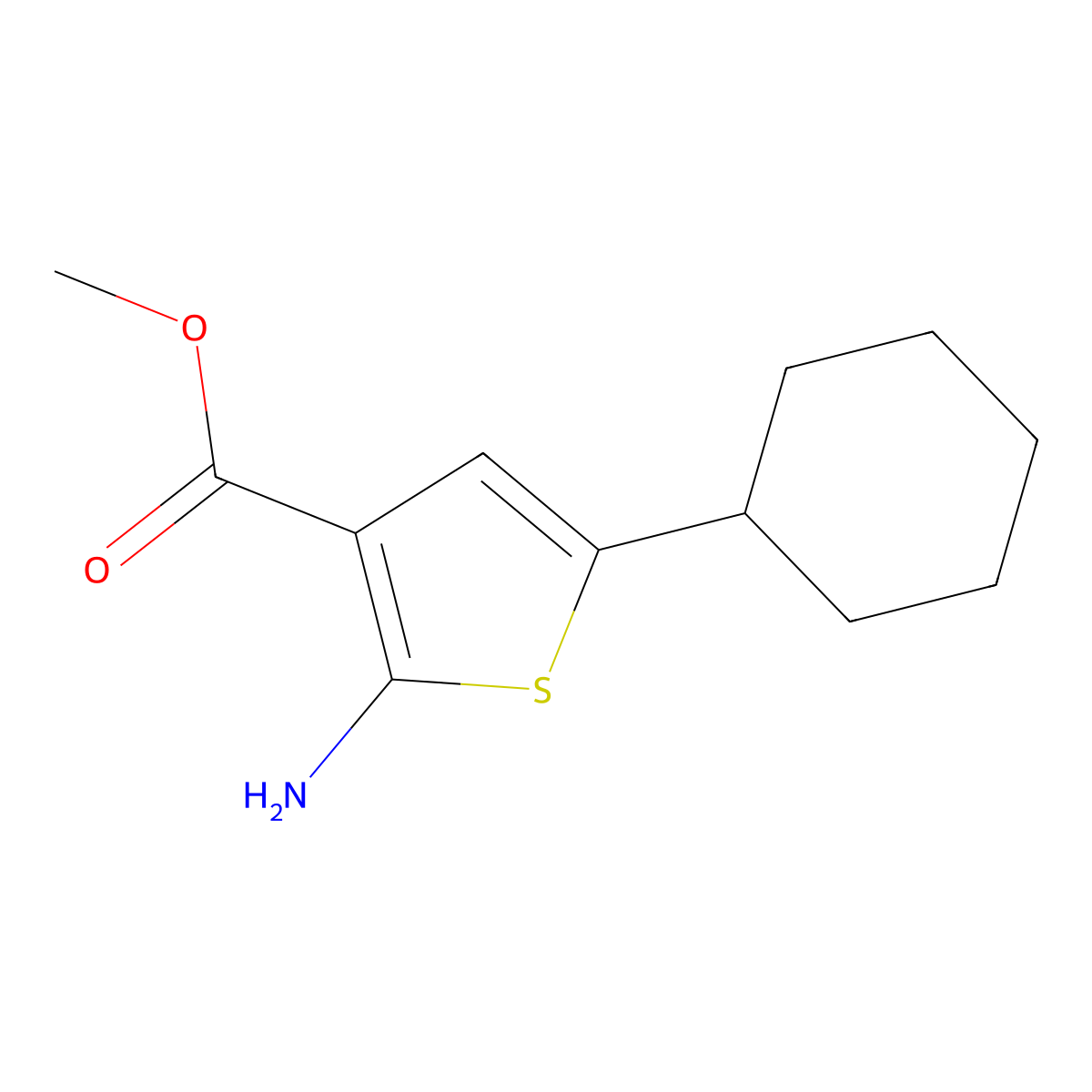 Methyl 2-amino-5-cyclohexylthiophene-3-carboxylate molecular structure, CAS 1350623-54-9