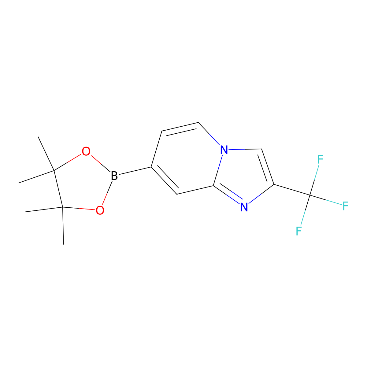 7-(4,4,5,5-Tetramethyl-1,3,2-dioxaborolan-2-yl)-2-(trifluoromethyl)imidazo[1,2-a]pyridine molecular structure, CAS 1350627-57-4