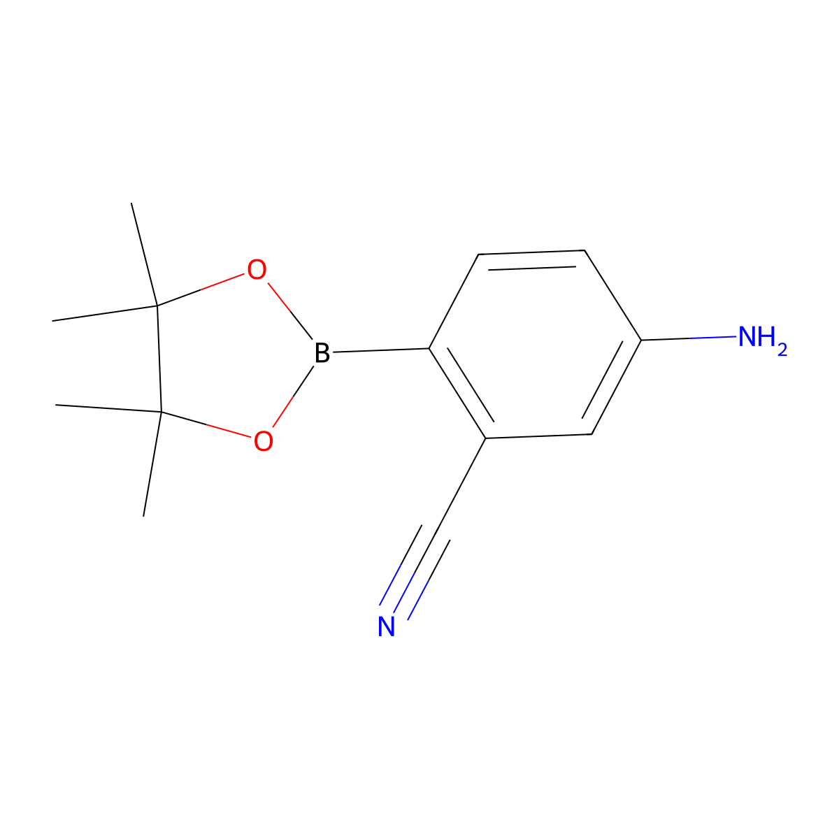 5-Amino-2-(tetramethyl-1,3,2-dioxaborolan-2-yl)benzonitrile molecular structure, CAS 1350635-52-7