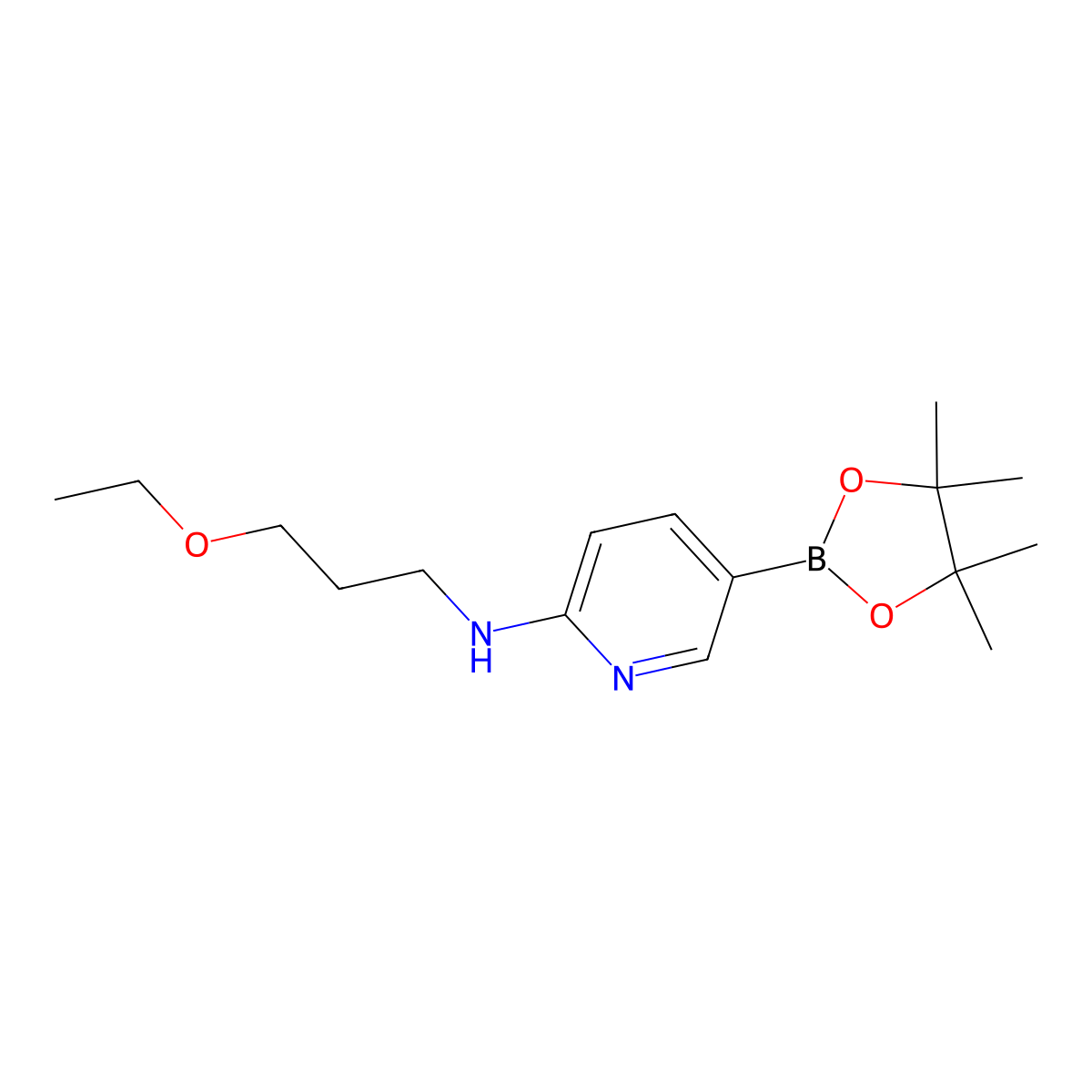 N-(3-Ethoxypropyl)-5-(4,4,5,5-tetramethyl-1,3,2-dioxaborolan-2-yl)pyridin-2-amine molecular structure, CAS 1350635-93-6