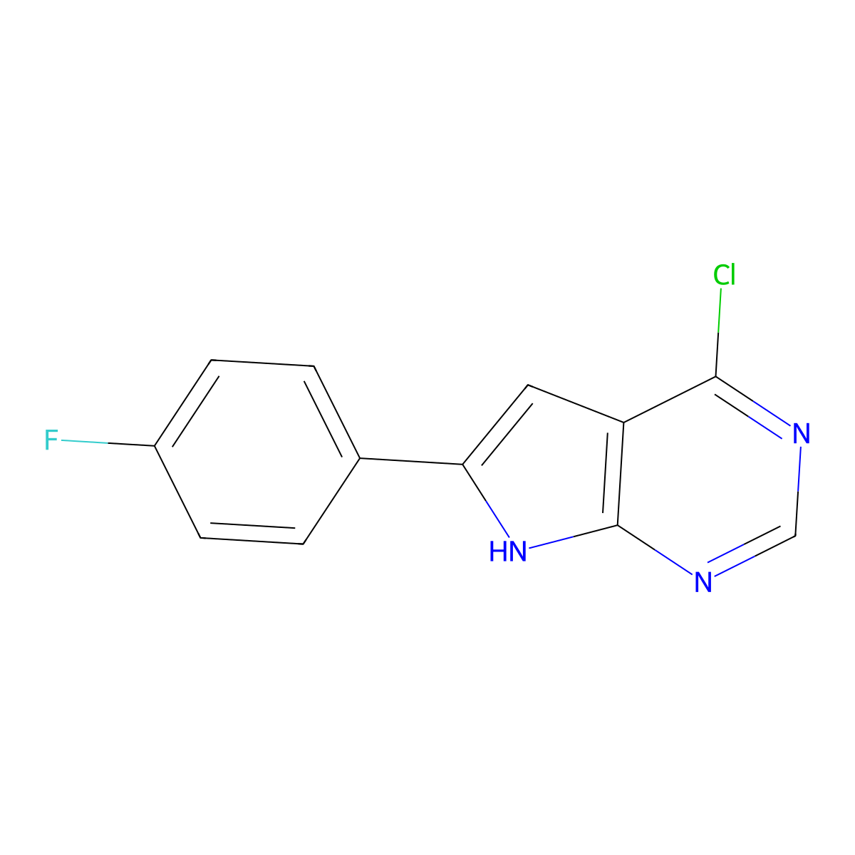 4-chloro-6-(4-fluorophenyl)-7H-pyrrolo[2,3-d]pyrimidine molecular structure, CAS 1350639-97-2