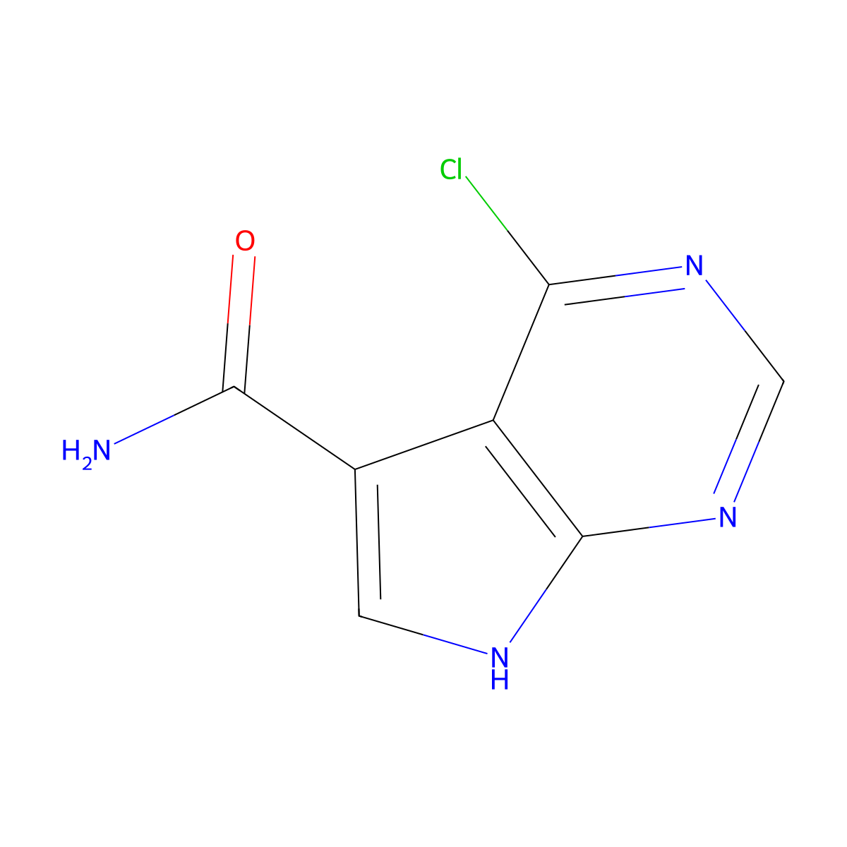 4-Chloro-7H-pyrrolo(2,3-d)pyrimidine-5-carboxamide molecular structure, CAS 1350643-69-4