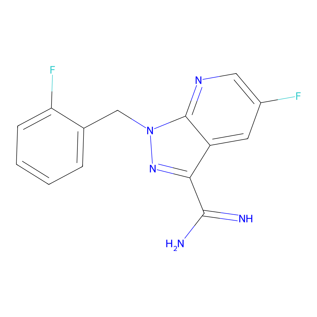 5-Fluoro-1-(2-fluorobenzyl)-1H-pyrazolo[3,4-b]pyridine-3-carboximidamide molecular structure, CAS 1350653-27-8