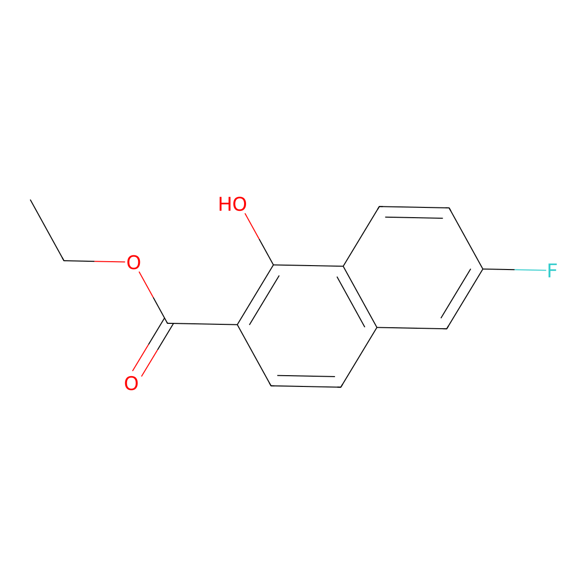 Ethyl 6-fluoro-1-hydroxynaphthalene-2-carboxylate molecular structure, CAS 1350662-98-4