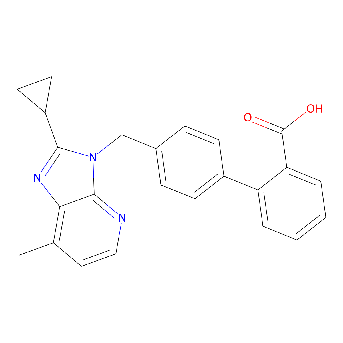 3-((2'-Carboxybiphenyl-4-yl)methyl)-2-cyclopropyl-7-methyl-3H-imidazo(4,5-b)pyridine molecular structure, CAS 135070-05-2