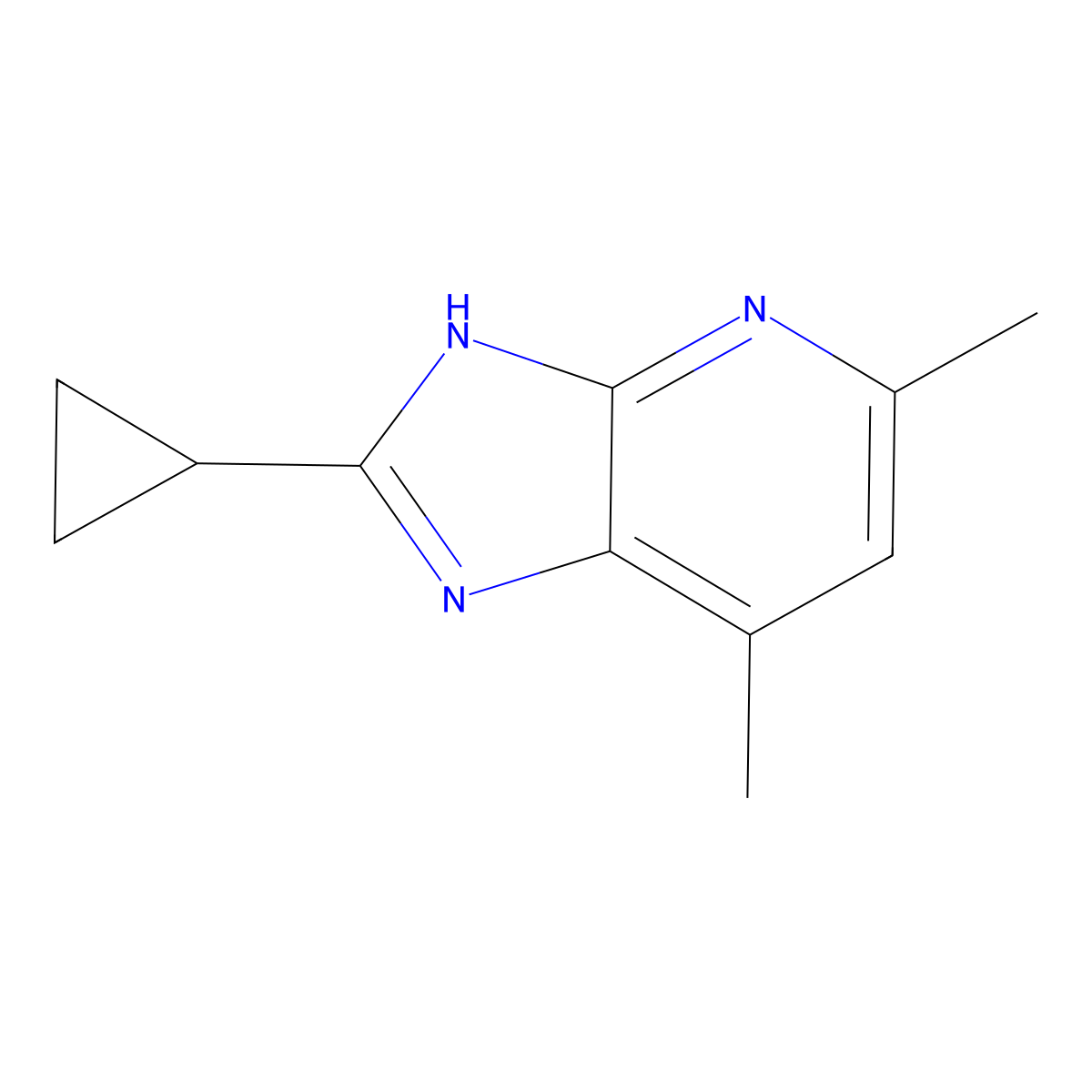 2-Cyclopropyl-5,7-dimethyl-3H-imidazo[4,5-b]pyridine molecular structure, CAS 135070-90-5
