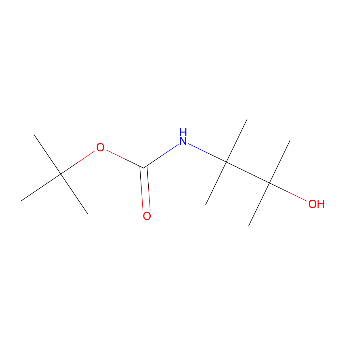 Tert-butyl 3-hydroxy-2,3-dimethylbutan-2-ylcarbamate molecular structure, CAS 1350711-73-7
