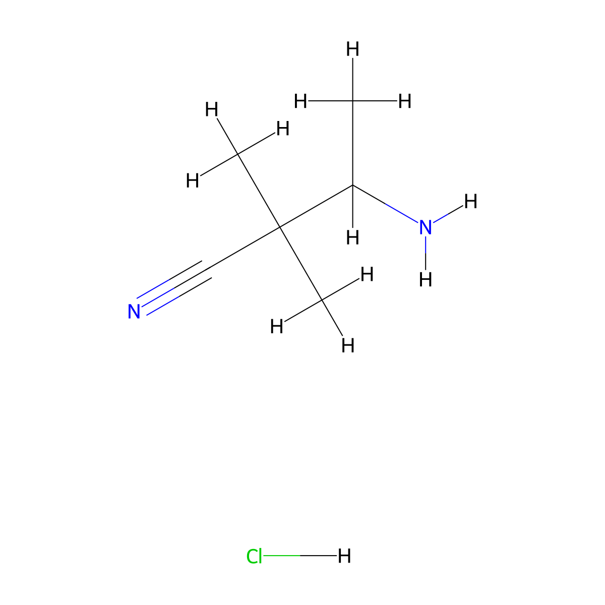 3-Amino-2,2-dimethylbutanenitrile hydrochloride molecular structure, CAS 1350711-77-1