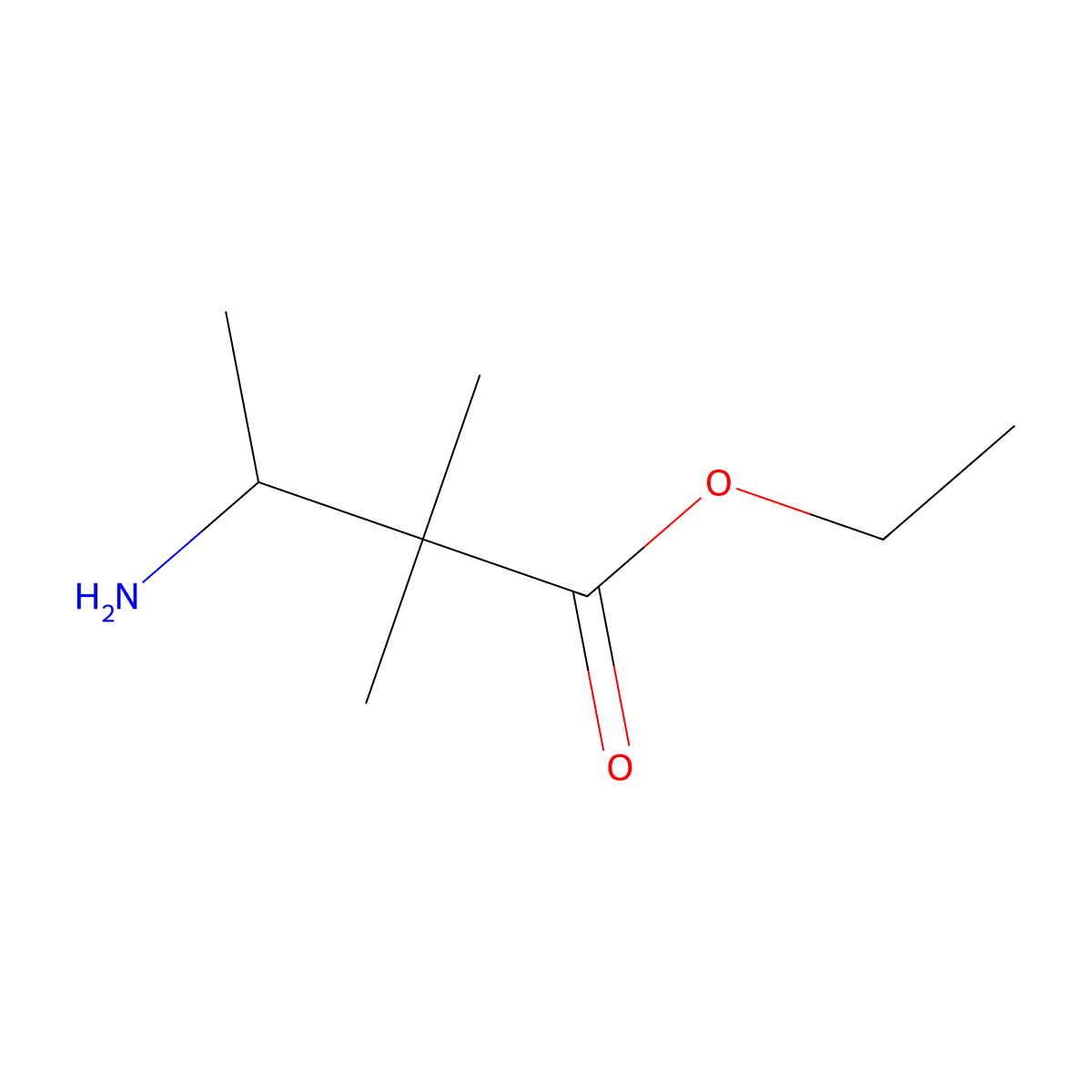 Ethyl 3-amino-2,2-dimethylbutanoate molecular structure, CAS 1350712-25-2