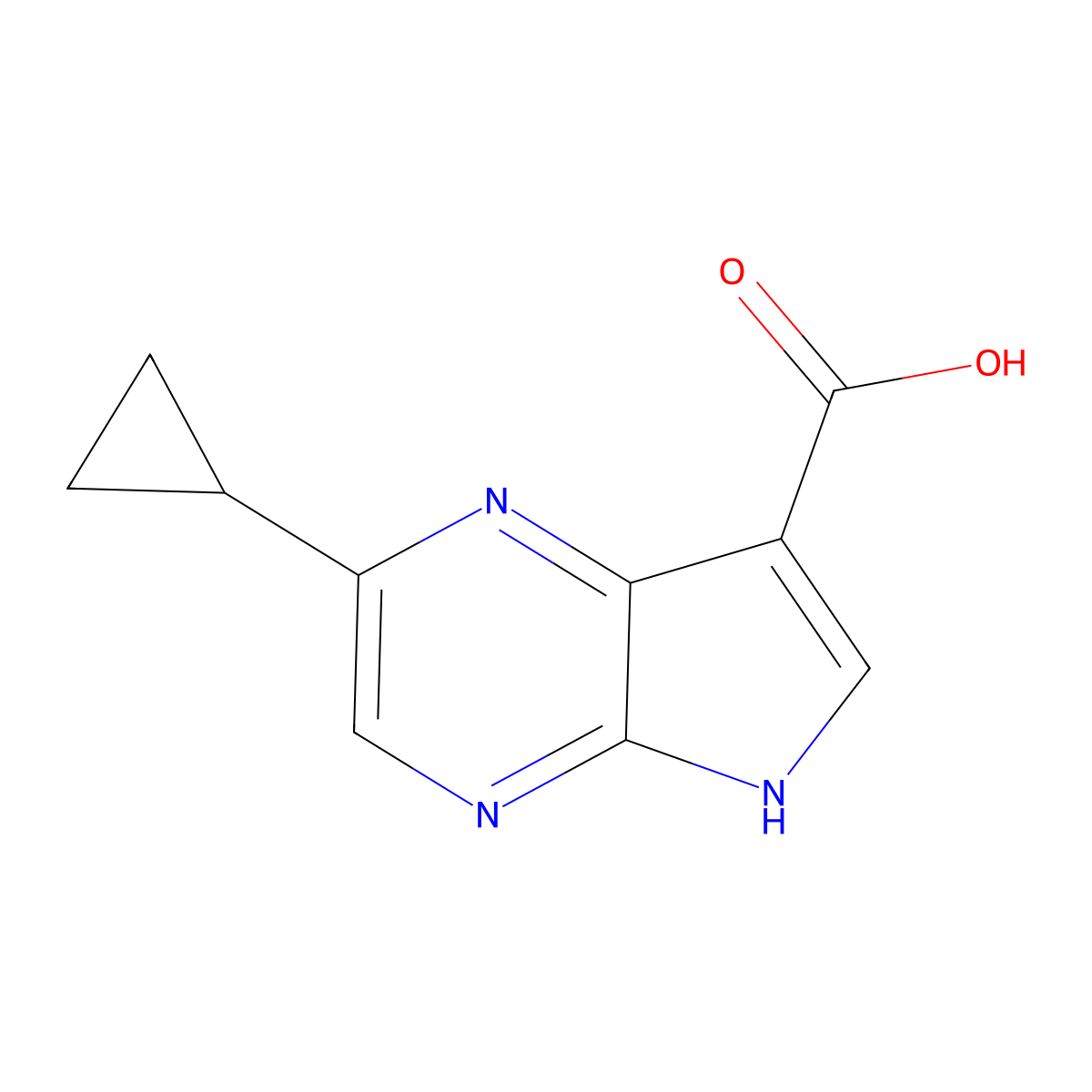 2-cyclopropyl-5H-pyrrolo[2,3-b]pyrazine-7-carboxylic acid molecular structure, CAS 1350713-21-1
