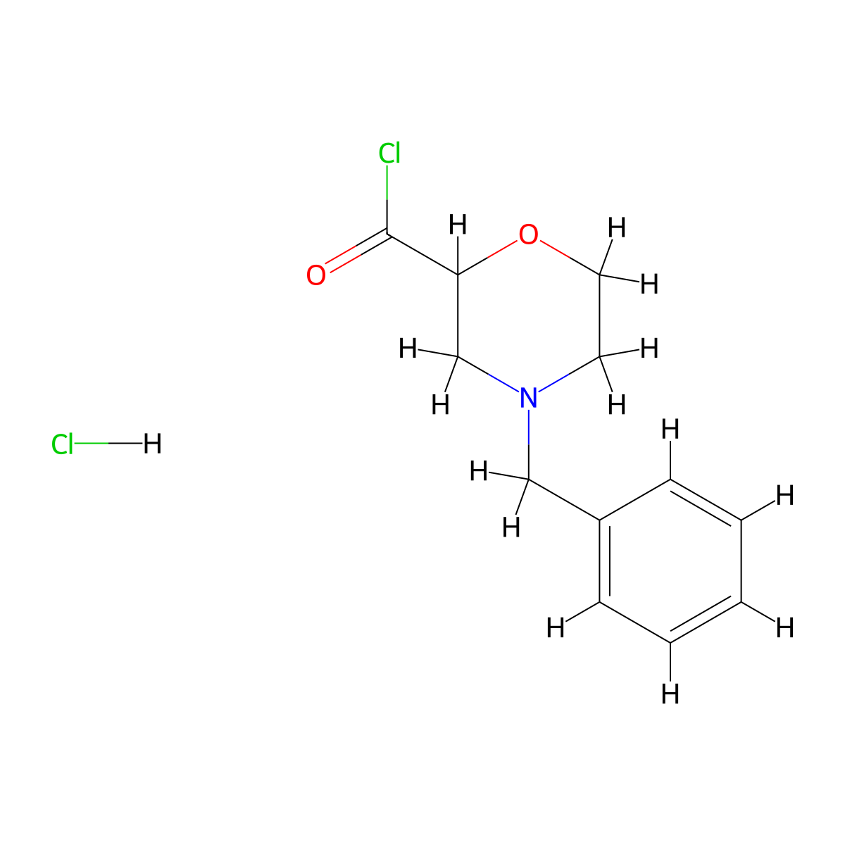 4-benzylmorpholine-2-carbonyl Chloride Hydrochloride molecular structure, CAS 135072-14-9