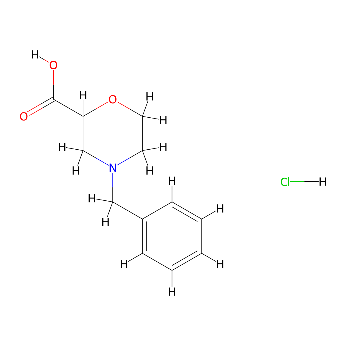 4-Benzylmorpholine-2-carboxylic acid hydrochloride molecular structure, CAS 135072-15-0