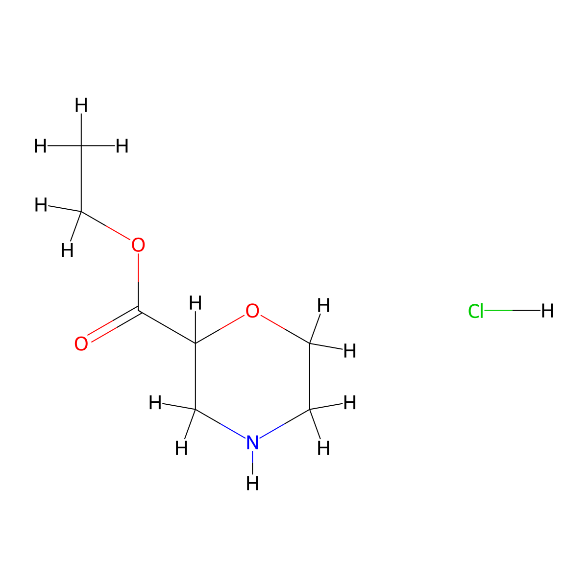 Ethyl morpholine-2-carboxylate hydrochloride molecular structure, CAS 135072-31-0