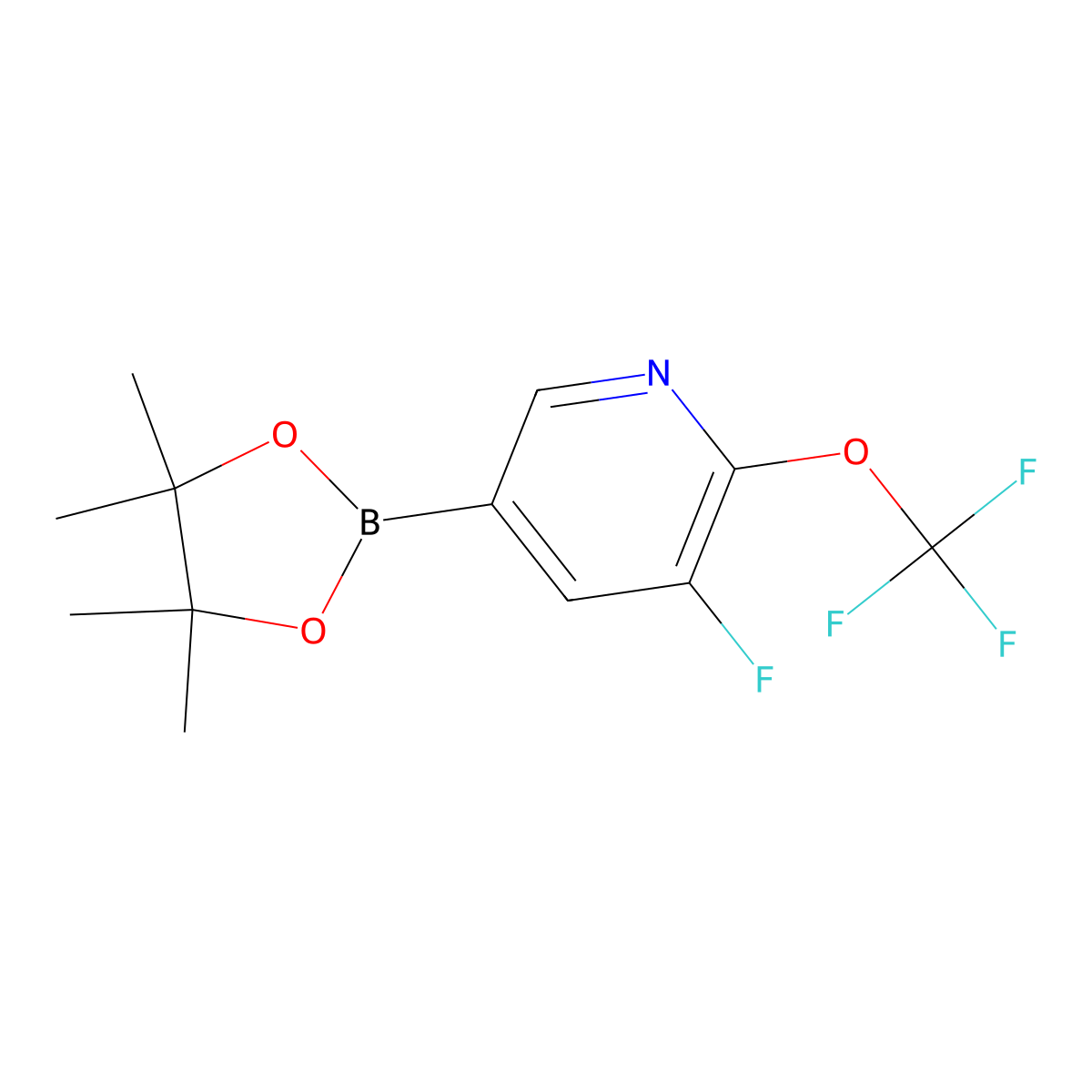 3-Fluoro-5-(4,4,5,5-tetramethyl-1,3,2-dioxaborolan-2-yl)-2-(trifluoromethoxy)pyridine molecular structure, CAS 1350729-64-4