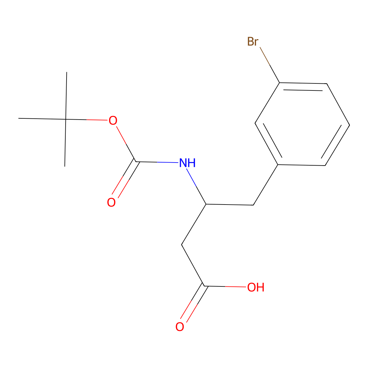 (R)-4-(3-Bromophenyl)-3-((tert-butoxycarbonyl)amino)butanoic acid molecular structure, CAS 1350734-63-2