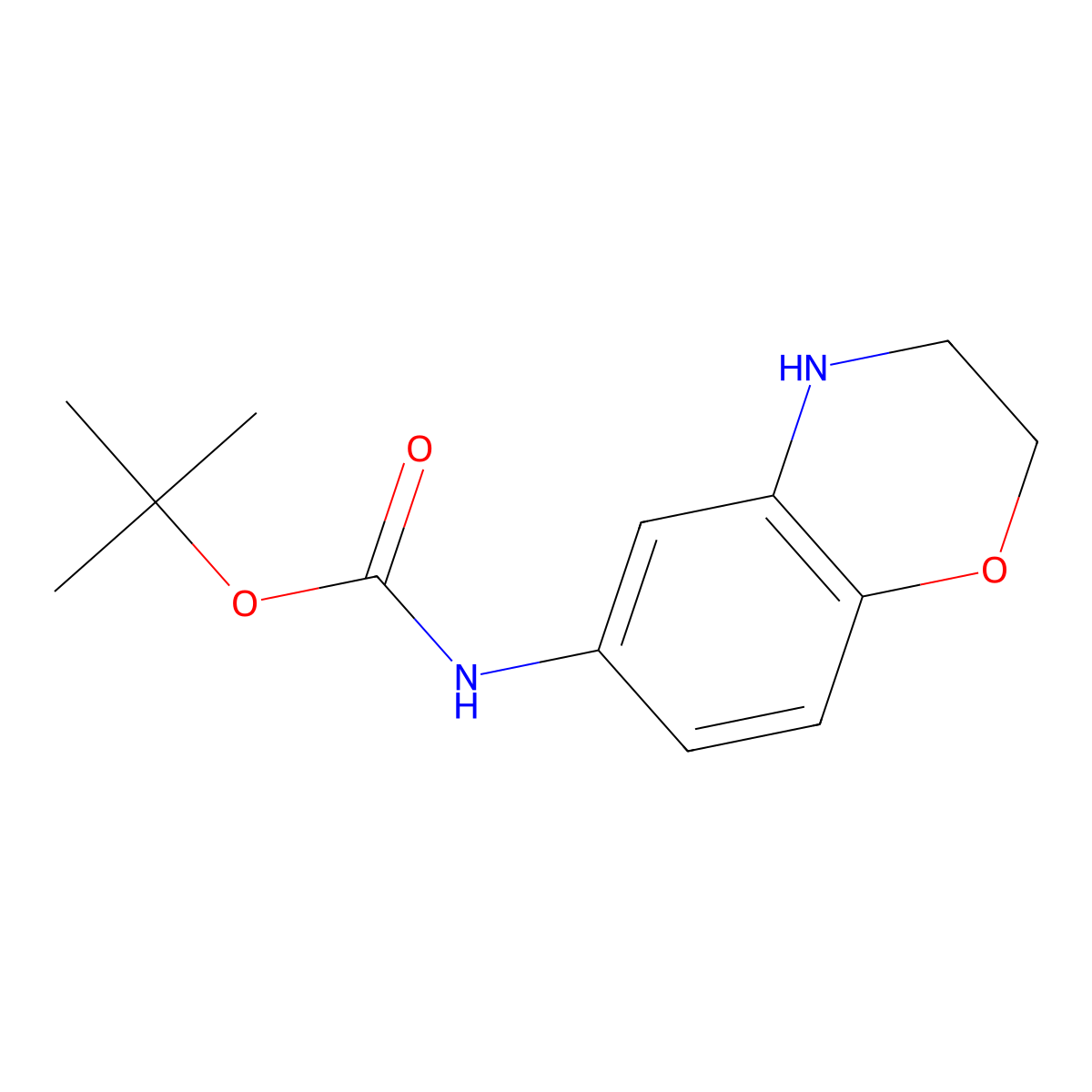 tert-butyl N-(3,4-dihydro-2H-1,4-benzoxazin-6-yl)carbamate molecular structure, CAS 1350739-00-2