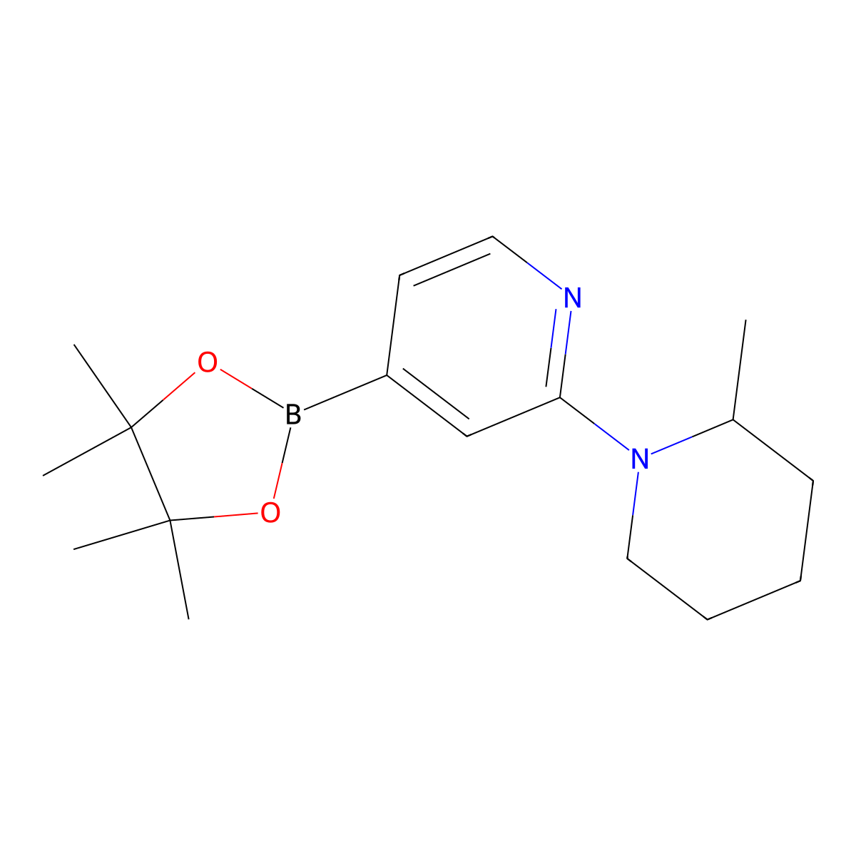 2-(2-Methylpiperidin-1-YL)pyridine-4-boronic acid pinacol ester molecular structure, CAS 1350748-06-9