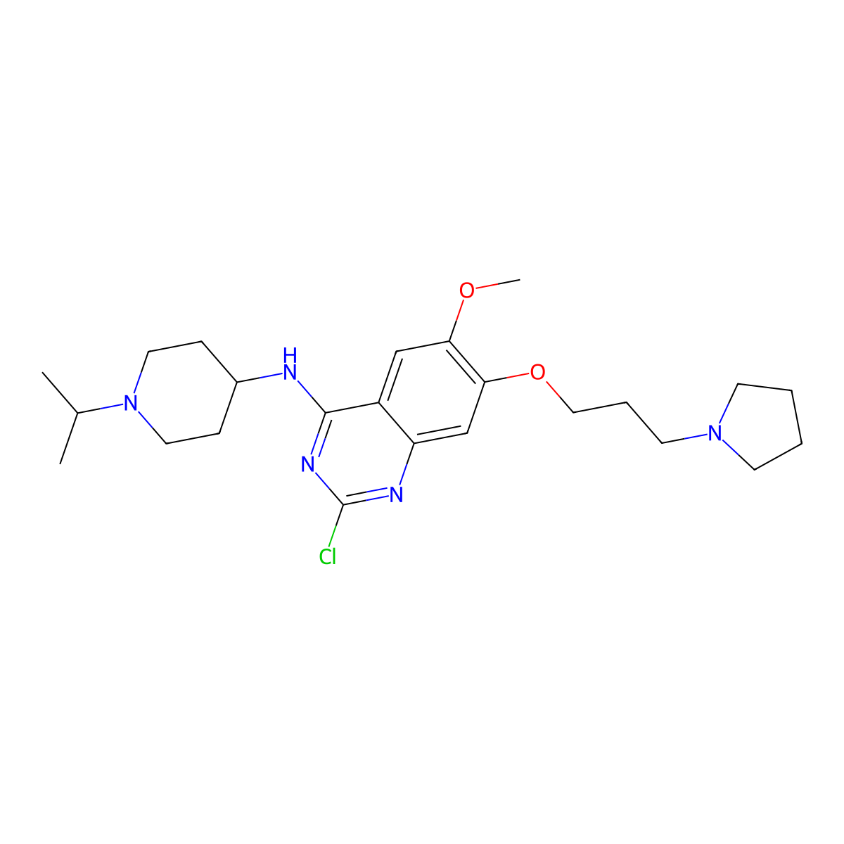 2-chloro-N-(1-isopropylpiperidin-4-yl)-6-methoxy-7-(3-(pyrrolidin-1-yl)propoxy)quinazolin-4-amine molecular structure, CAS 1350752-07-6