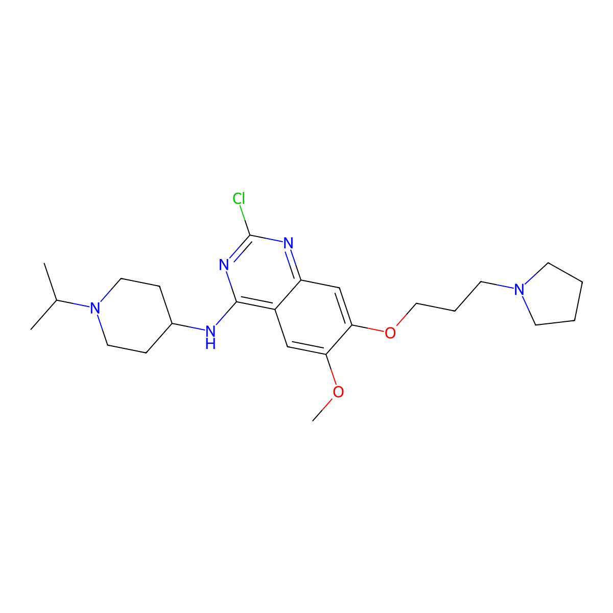 2-chloro-N-(1-isopropylpiperidin-4-yl)-6-methoxy-7-(3-(pyrrolidin-1-yl)propoxy)quinazolin-4-amine molecular structure, CAS 1350752-07-6
