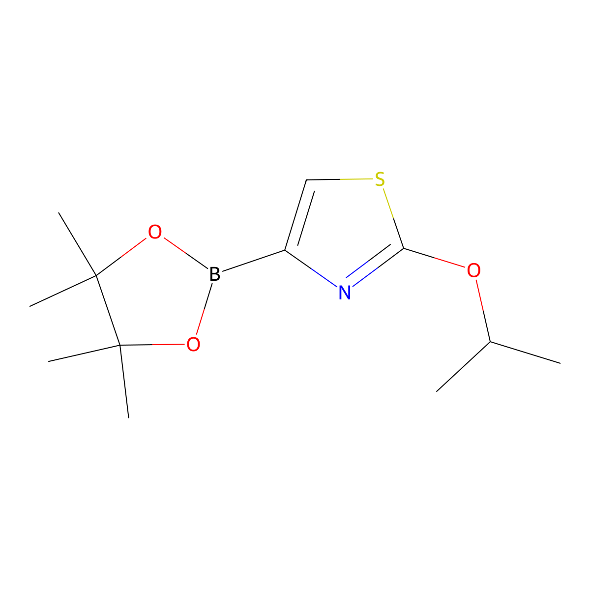 2-Isopropoxy-4-(4,4,5,5-tetramethyl-1,3,2-dioxaborolan-2-yl)thiazole molecular structure, CAS 1350755-35-9