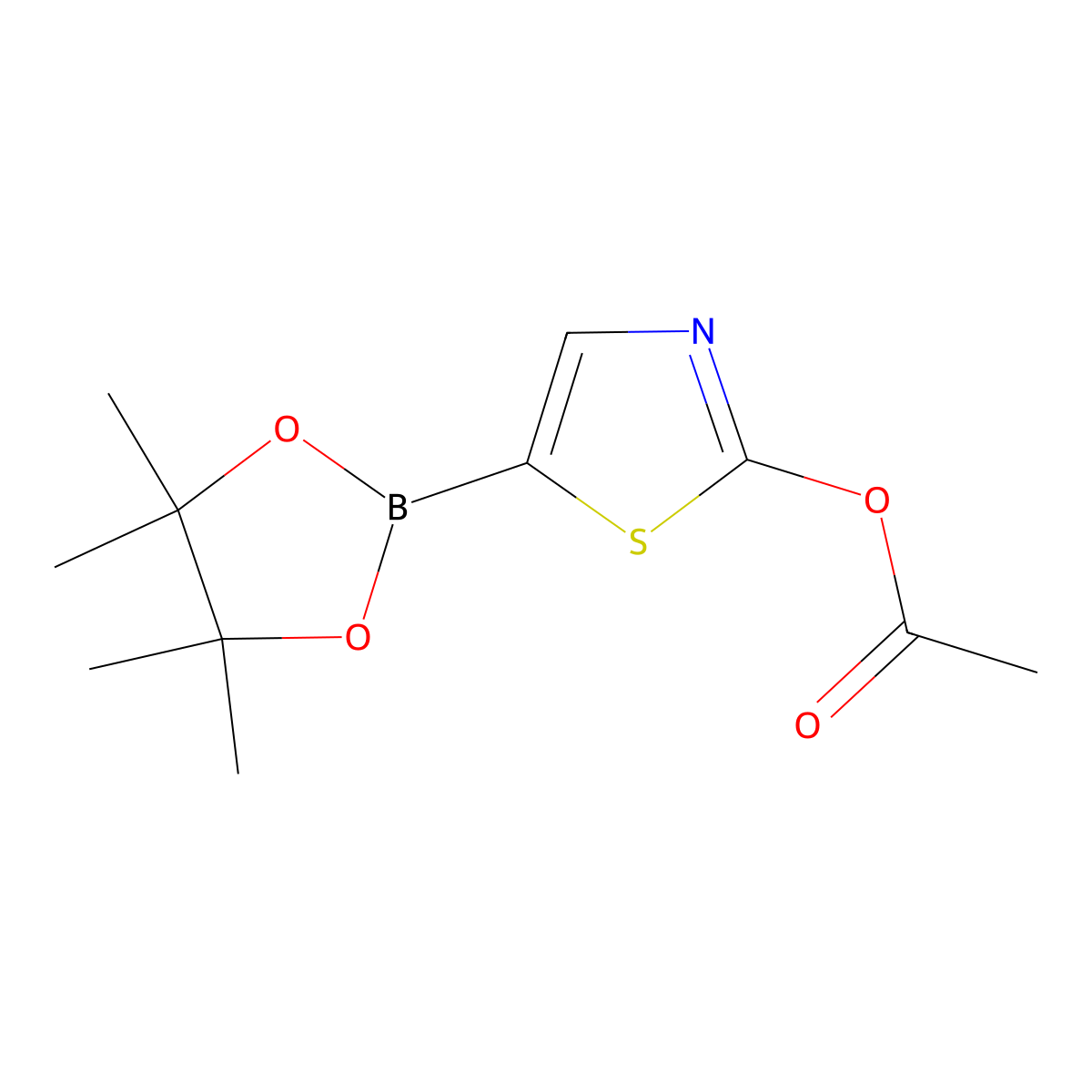 2-Acetoxythiazole-5-boronic acid pinacol ester molecular structure, CAS 1350755-64-4