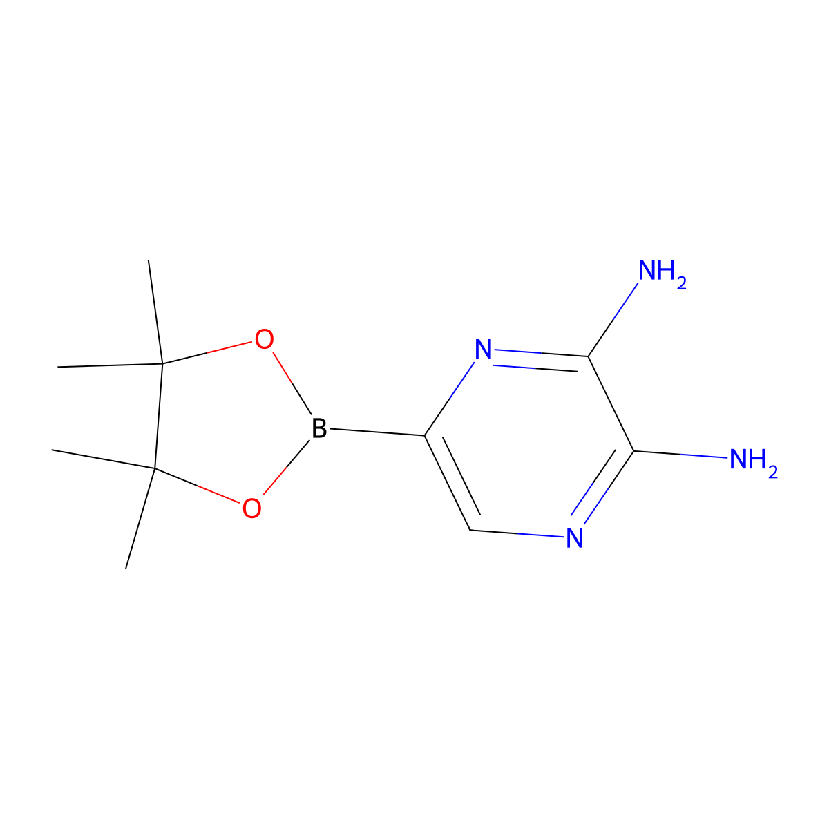 5-(Tetramethyl-1,3,2-dioxaborolan-2-yl)pyrazine-2,3-diamine molecular structure, CAS 1350755-71-3