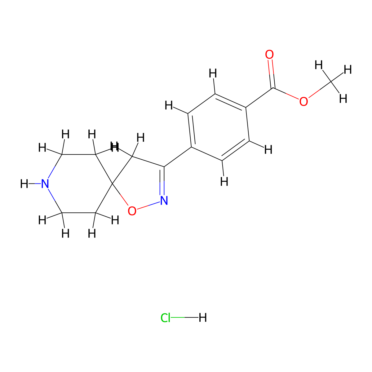 Methyl 4-(1-oxa-2,8-diazaspiro[4.5]dec-2-en-3-yl)benzoate hydrochloride molecular structure, CAS 1350759-90-8