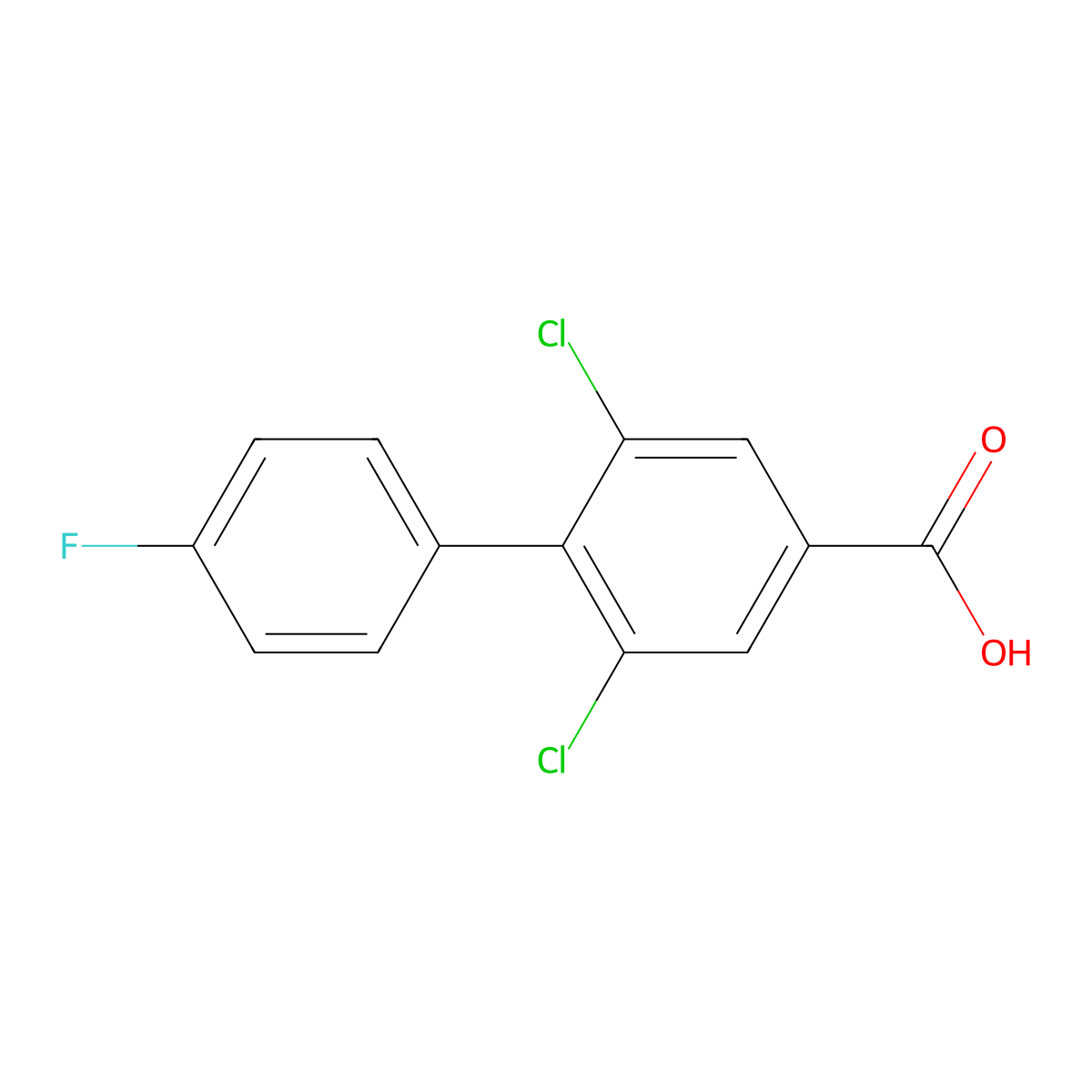 2,6-Dichloro-4'-fluoro-[1,1'-biphenyl]-4-carboxylic acid molecular structure, CAS 1350760-11-0
