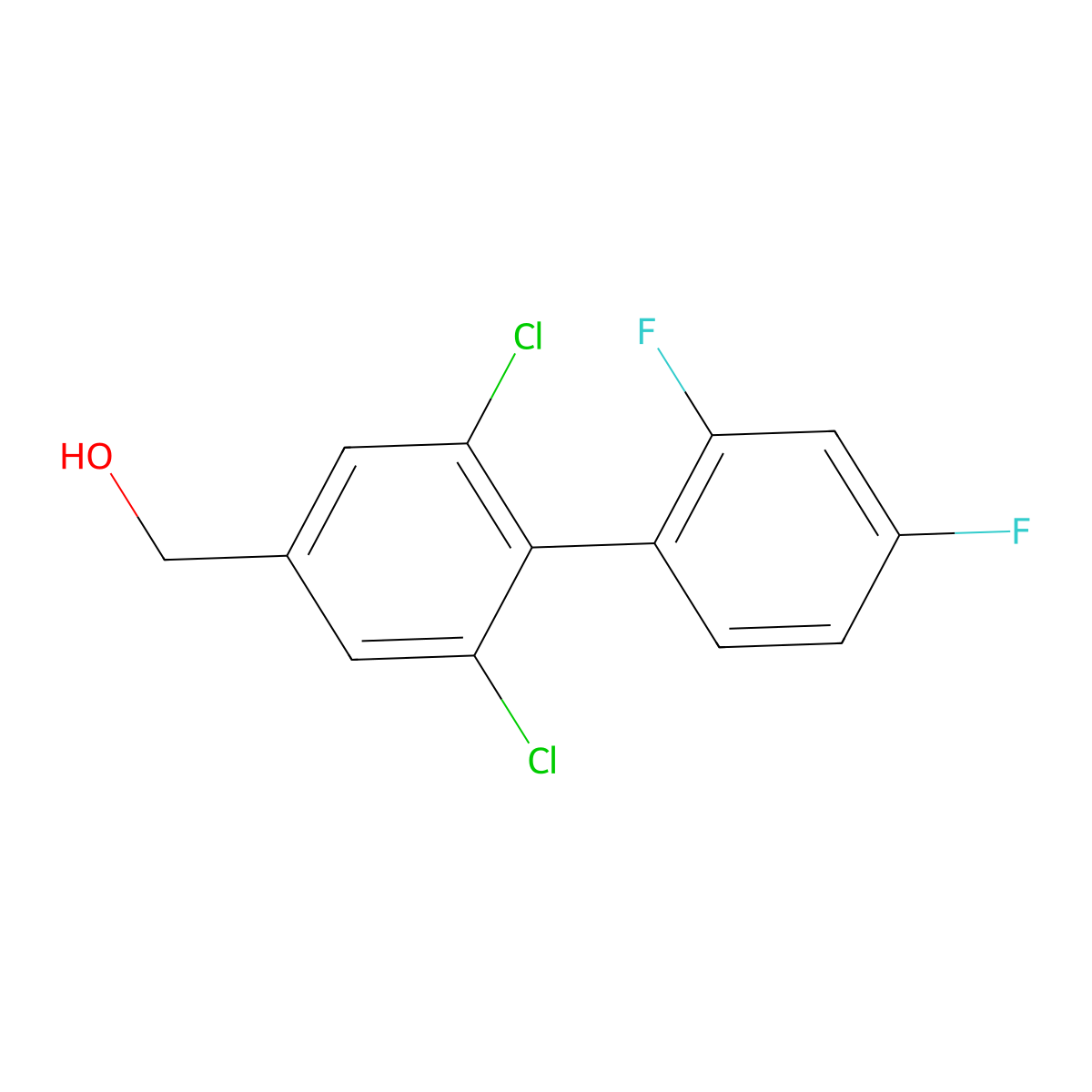 (2,6-Dichloro-2',4'-difluoro-[1,1'-biphenyl]-4-yl)methanol molecular structure, CAS 1350760-19-8