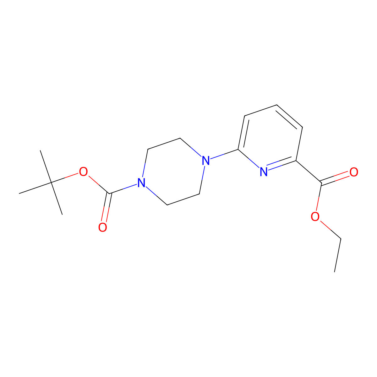 Tert-butyl 4-(6-(ethoxycarbonyl)pyridin-2-yl)piperazine-1-carboxylate molecular structure, CAS 1350807-20-3