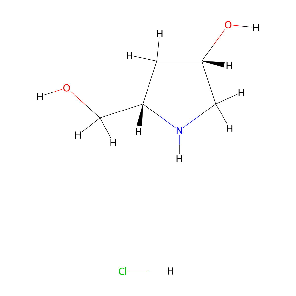 (3S,5S)-5-(hydroxymethyl)pyrrolidin-3-ol hydrochloride molecular structure, CAS 1350834-24-0