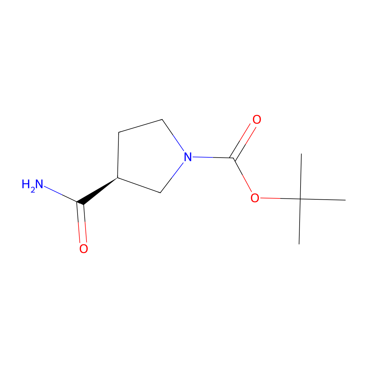(S)-1-Boc-pyrrolidine-3-carboxamide molecular structure, CAS 1350834-25-1