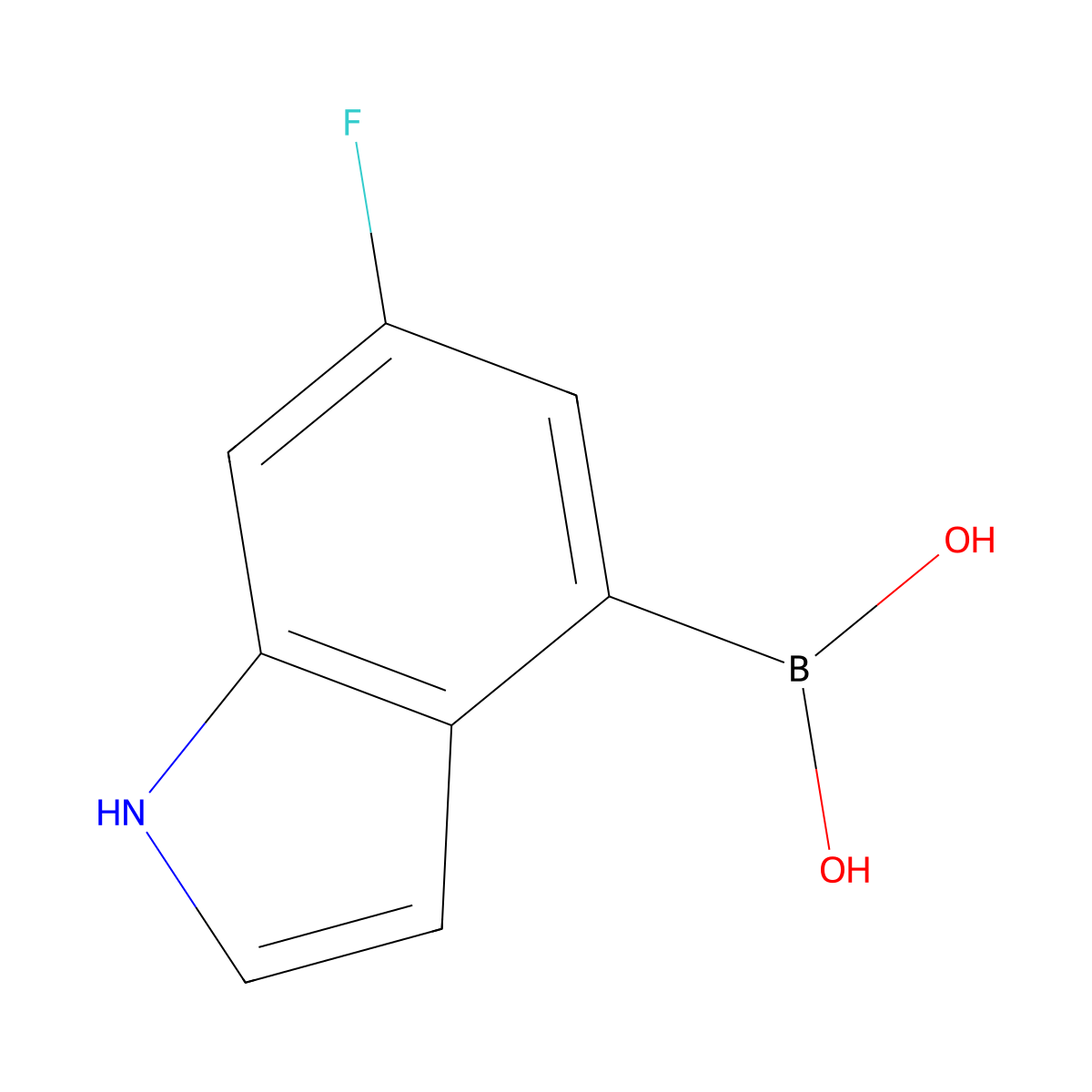 6-Fluoro-1H-indole-4-boronic Acid molecular structure, CAS 1350836-16-6