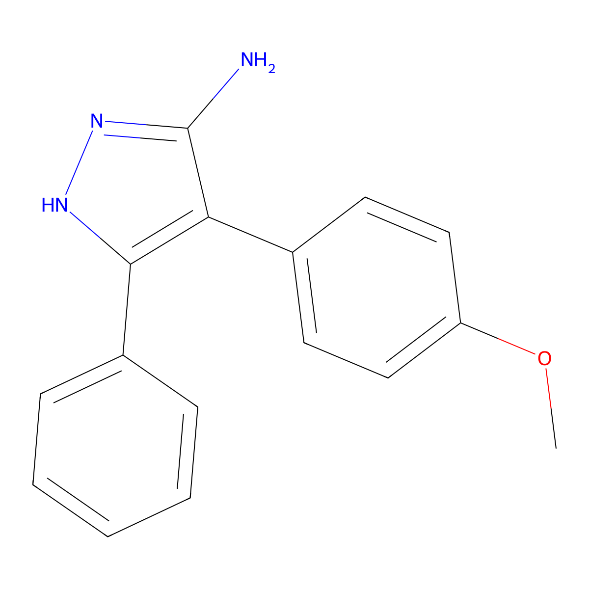 4-(4-methoxyphenyl)-5-phenyl-1H-pyrazol-3-amine molecular structure, CAS 135085-15-3