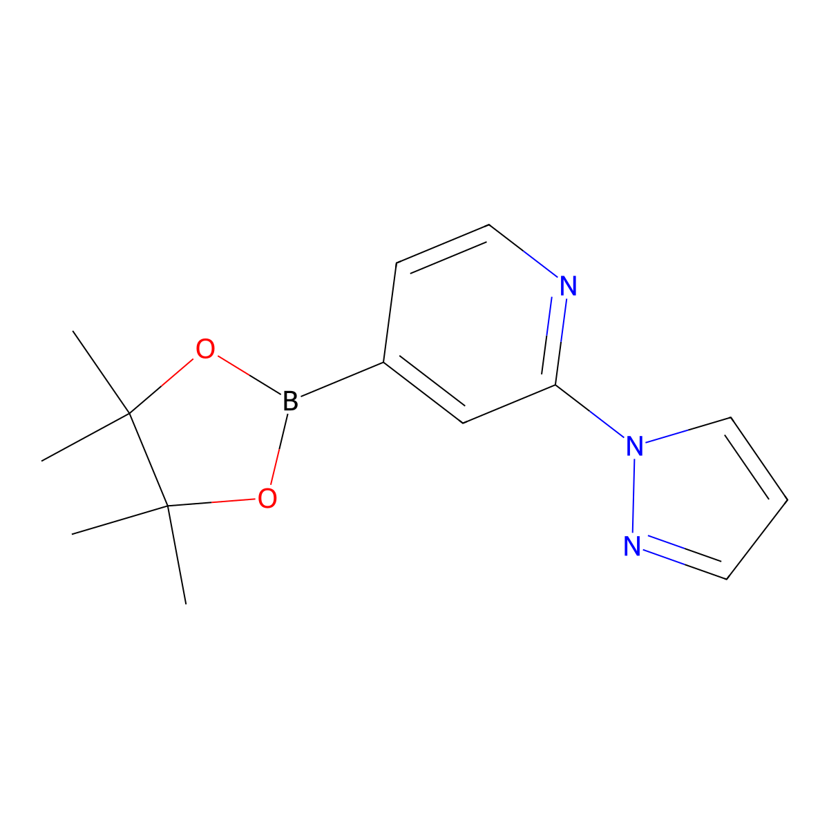 2-(1H-Pyrazol-1-YL)-4-(4,4,5,5-tetramethyl-1,3,2-dioxaborolan-2-YL)pyridine molecular structure, CAS 1350918-90-9