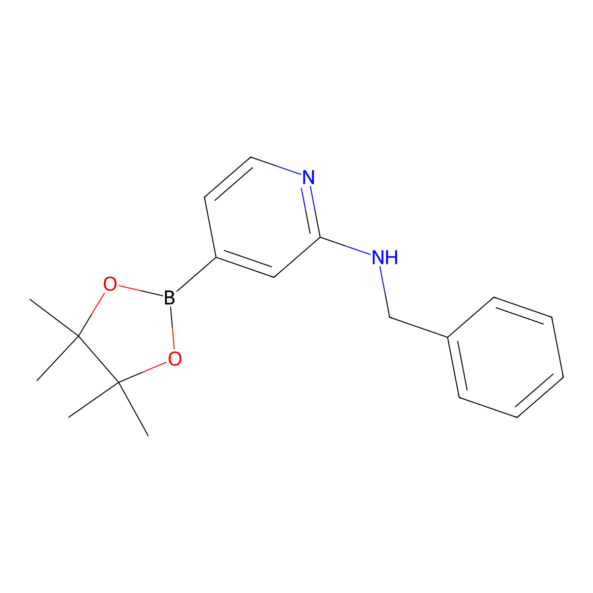 N-Benzyl-4-(4,4,5,5-tetramethyl-1,3,2-dioxaborolan-2-YL)pyridin-2-amine molecular structure, CAS 1350918-91-0