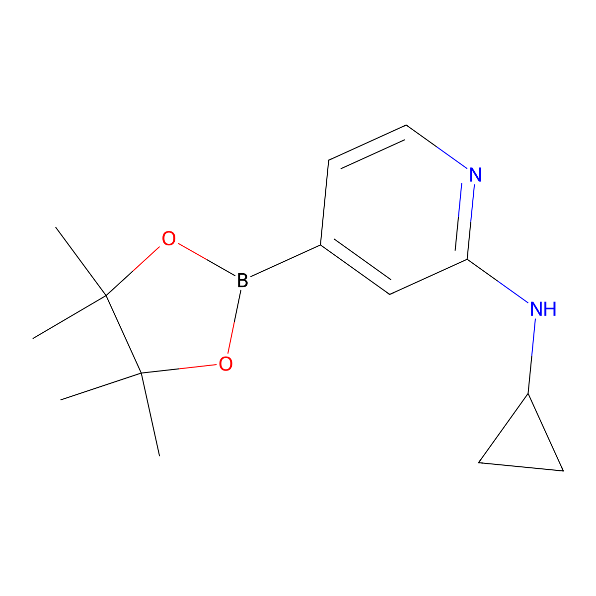 N-Cyclopropyl-4-(4,4,5,5-tetramethyl-1,3,2-dioxaborolan-2-YL)pyridin-2-amine molecular structure, CAS 1350918-92-1