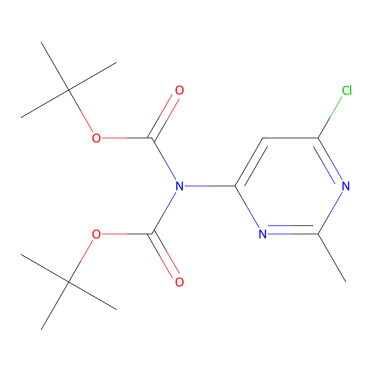 2-Methyl-6-[bis(tert-butoxycarbonyl)-amino]-4-chloropyrimidine molecular structure, CAS 1350918-95-4