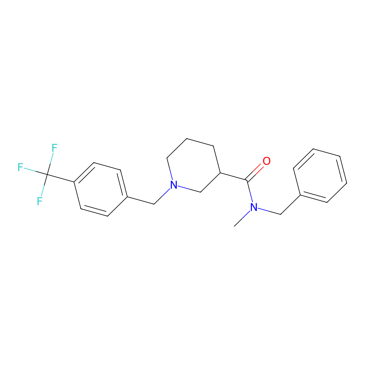 N-Benzyl-N-methyl-1-(4-(trifluoromethyl)benzyl)piperidine-3-carboxamide molecular structure, CAS 1350920-22-7