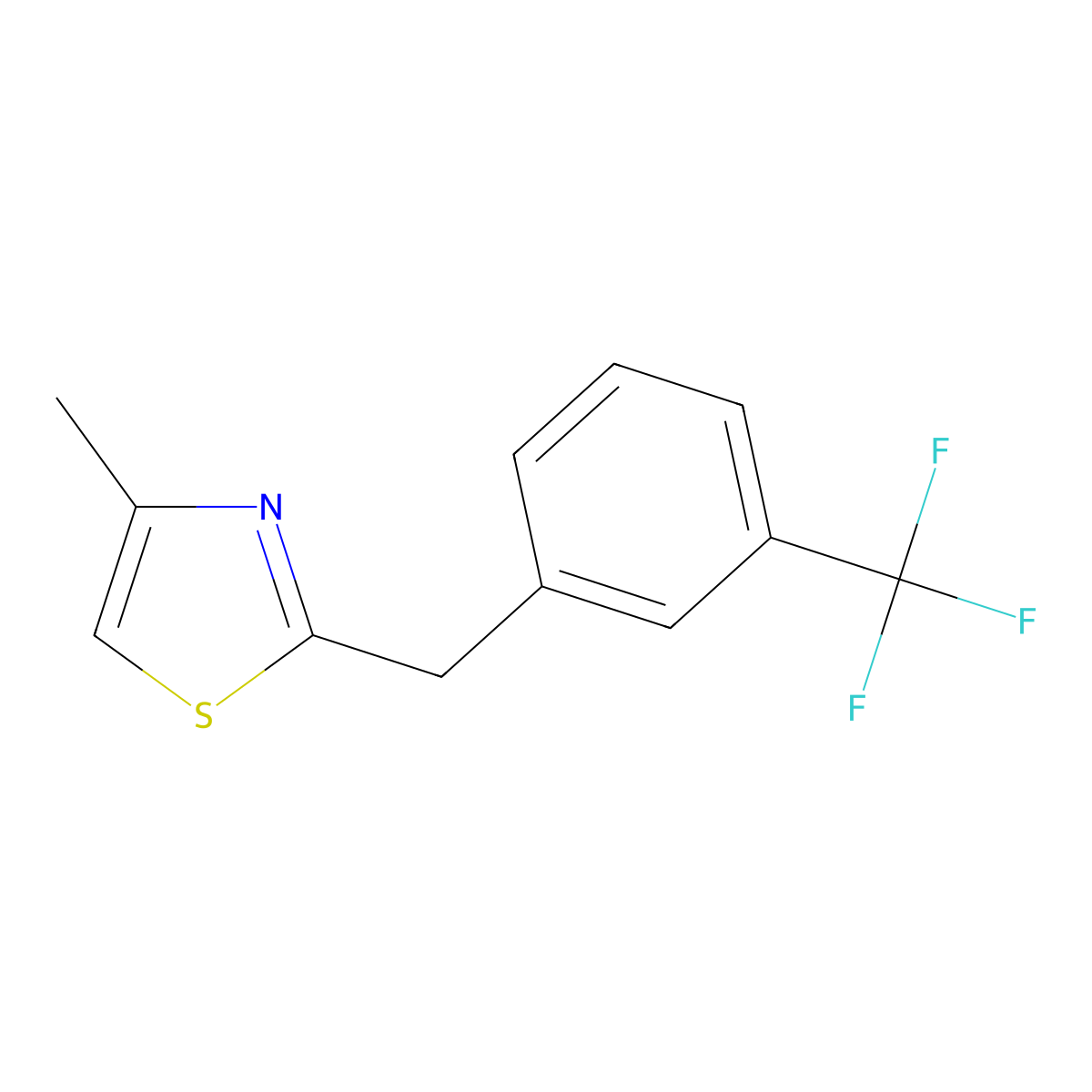 4-Methyl-2-{[3-(trifluoromethyl)phenyl]methyl}-1,3-thiazole molecular structure, CAS 1350932-81-8