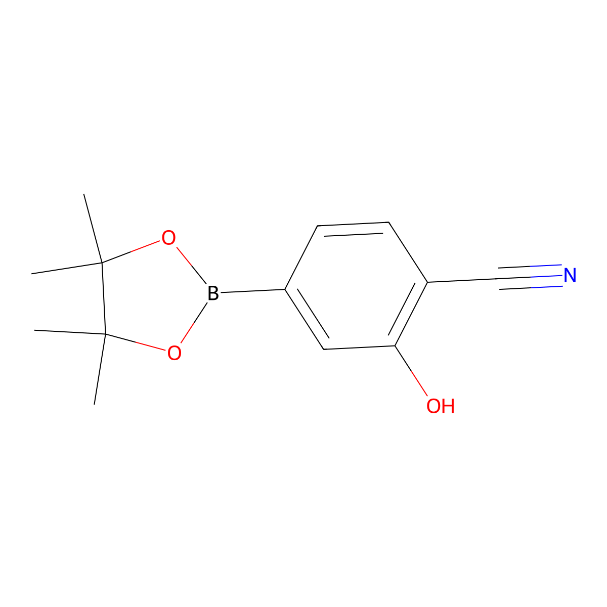 2-Hydroxy-4-(4,4,5,5-tetramethyl-1,3,2-dioxaborolan-2-yl)benzonitrile molecular structure, CAS 1350933-21-9
