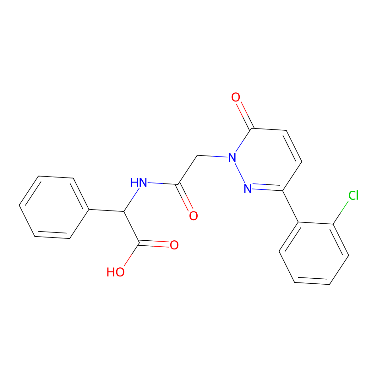 ({[3-(2-chlorophenyl)-6-oxopyridazin-1(6H)-yl]acetyl}amino)(phenyl)acetic acid molecular structure, CAS 1350987-92-6