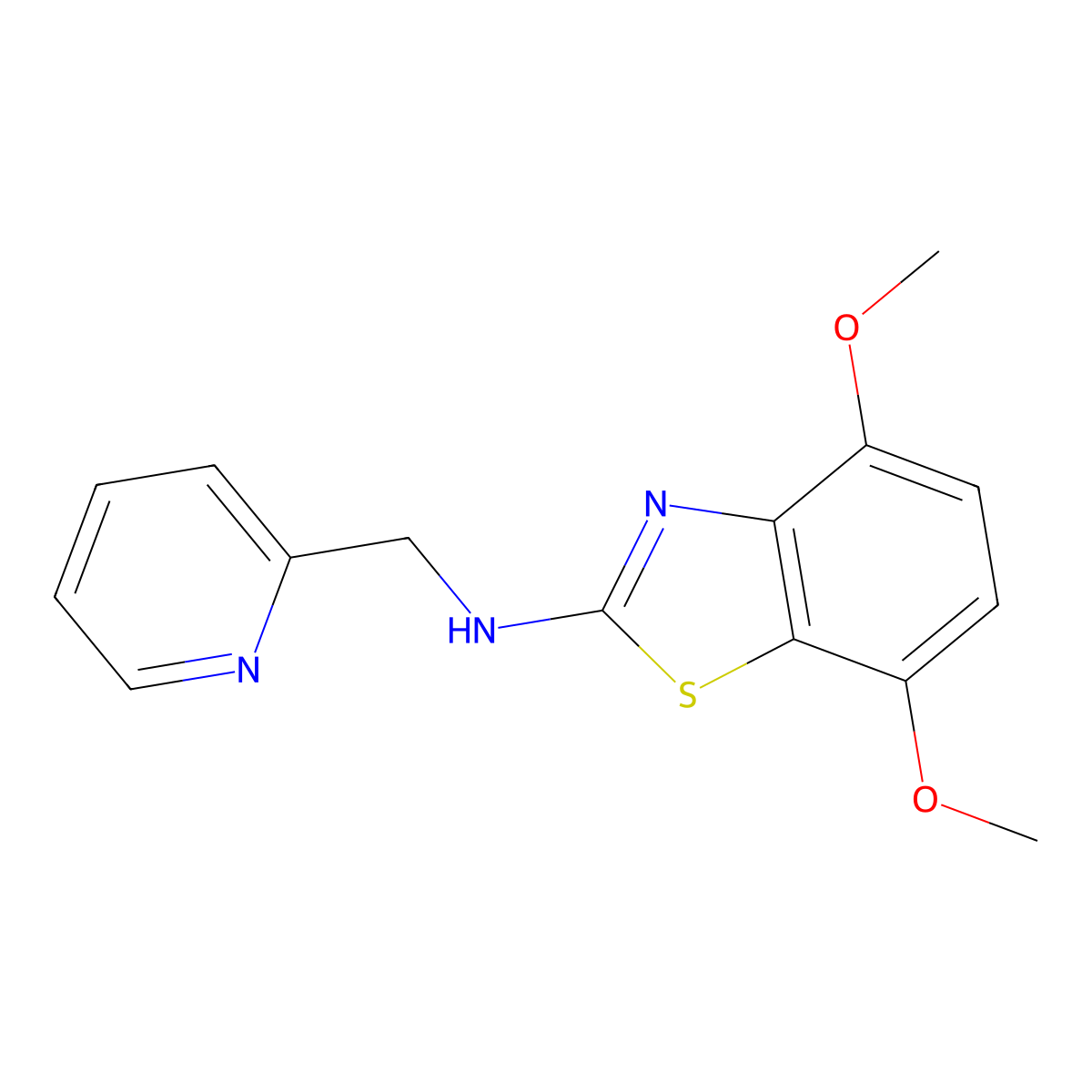 4,7-dimethoxy-N-(pyridin-2-ylmethyl)benzo[d]thiazol-2-amine molecular structure, CAS 1350988-97-4