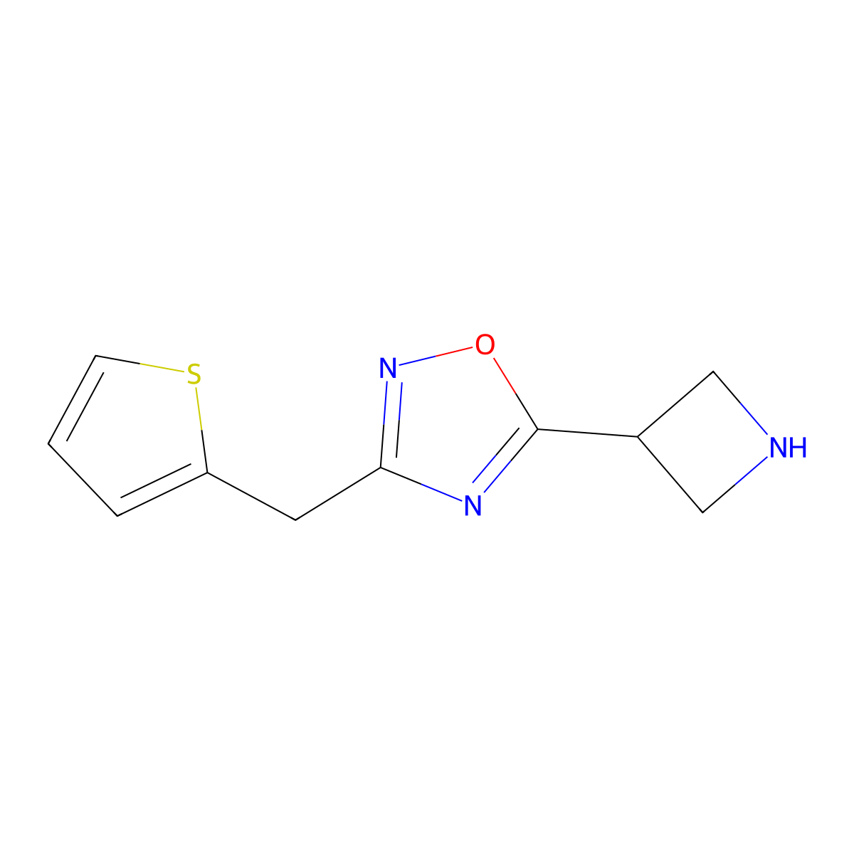 5-(Azetidin-3-yl)-3-(thiophen-2-ylmethyl)-1,2,4-oxadiazole molecular structure, CAS 1350988-99-6