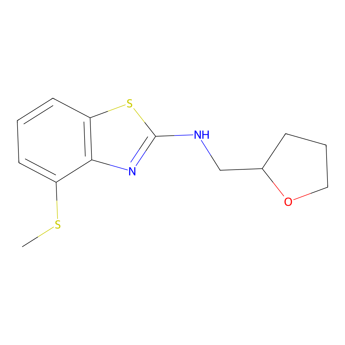 4-(methylthio)-N-(tetrahydrofuran-2-ylmethyl)-1,3-benzothiazol-2-amine molecular structure, CAS 1350989-01-3
