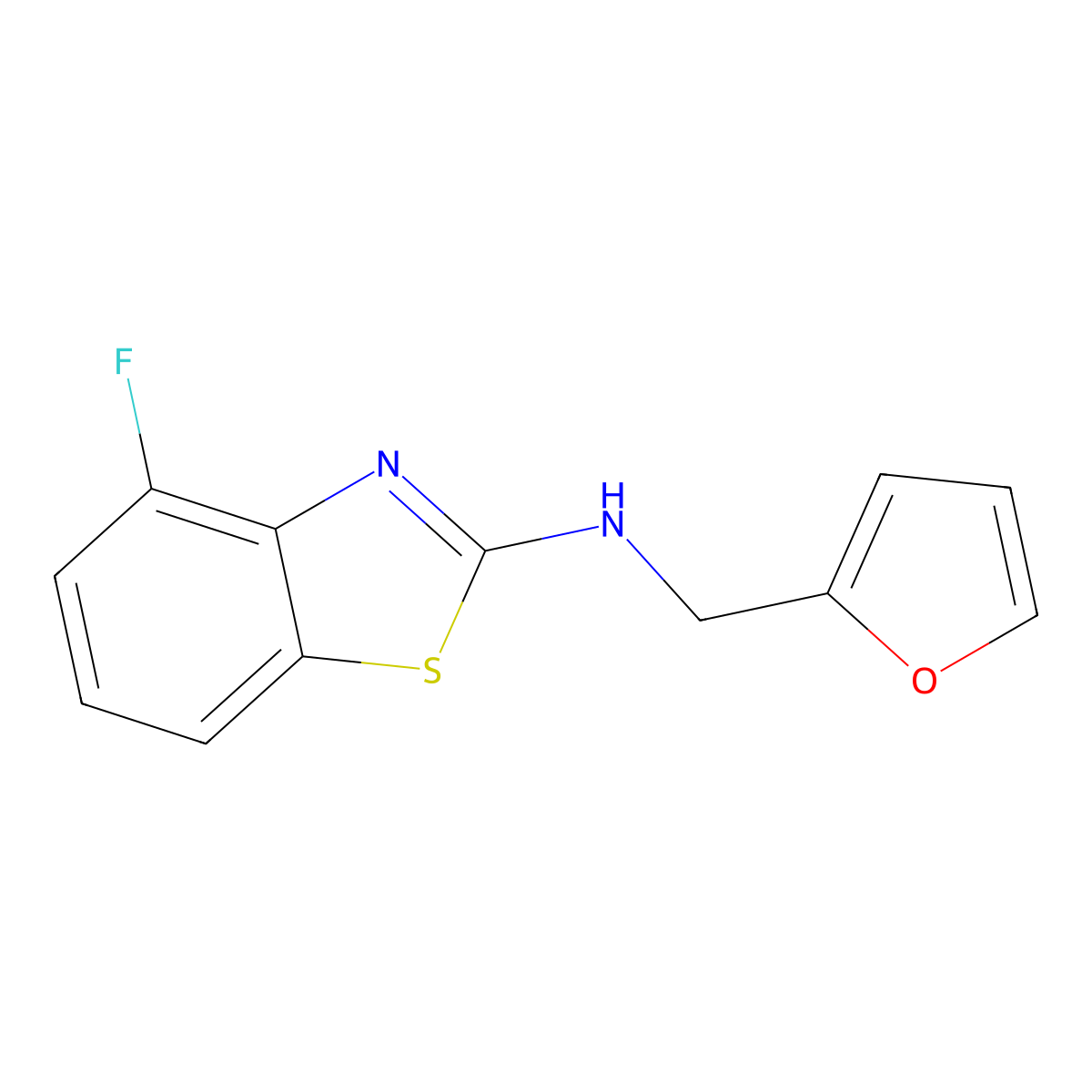 4-fluoro-N-(2-furylmethyl)-1,3-benzothiazol-2-amine molecular structure, CAS 1350989-02-4