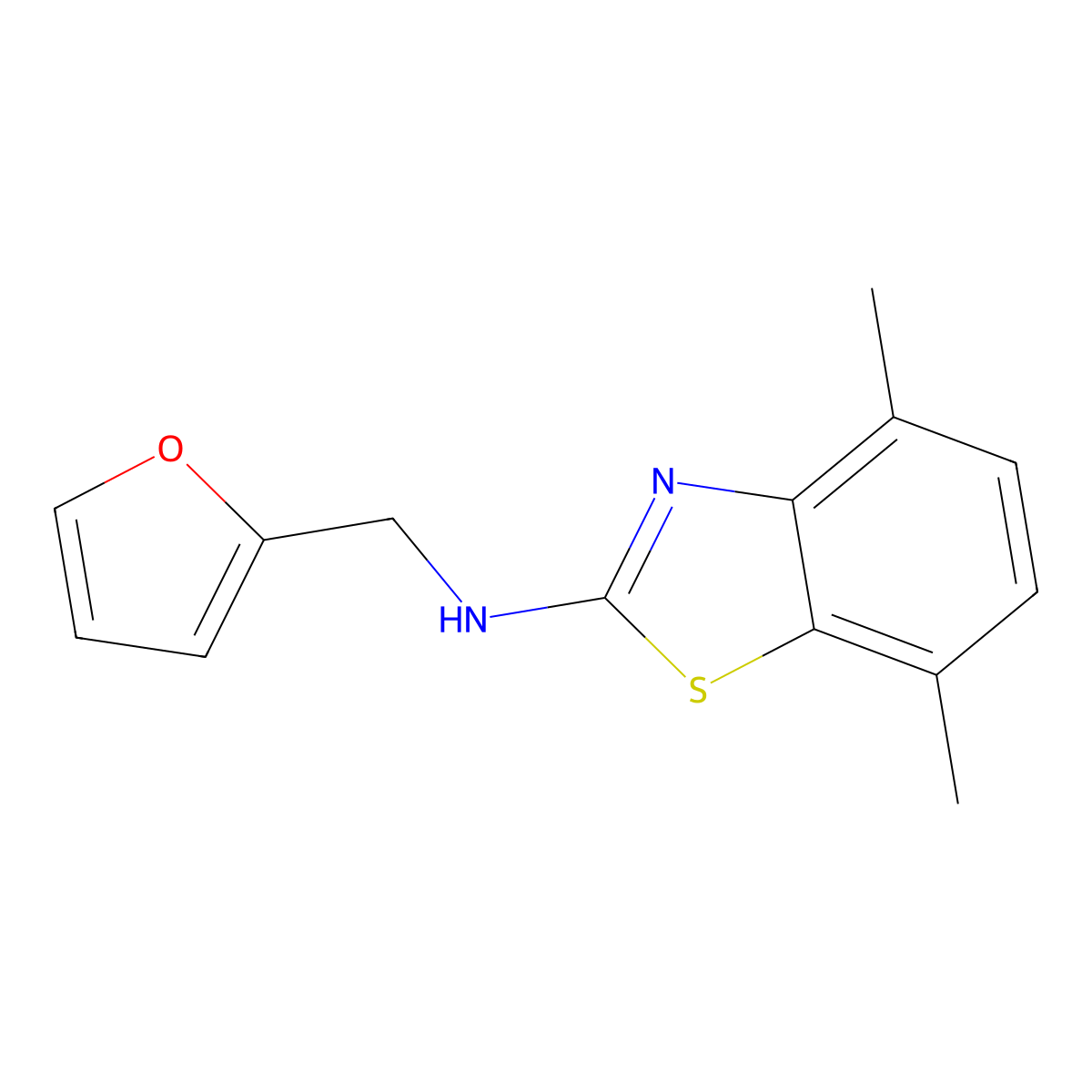 N-(2-furylmethyl)-4,7-dimethyl-1,3-benzothiazol-2-amine molecular structure, CAS 1350989-03-5
