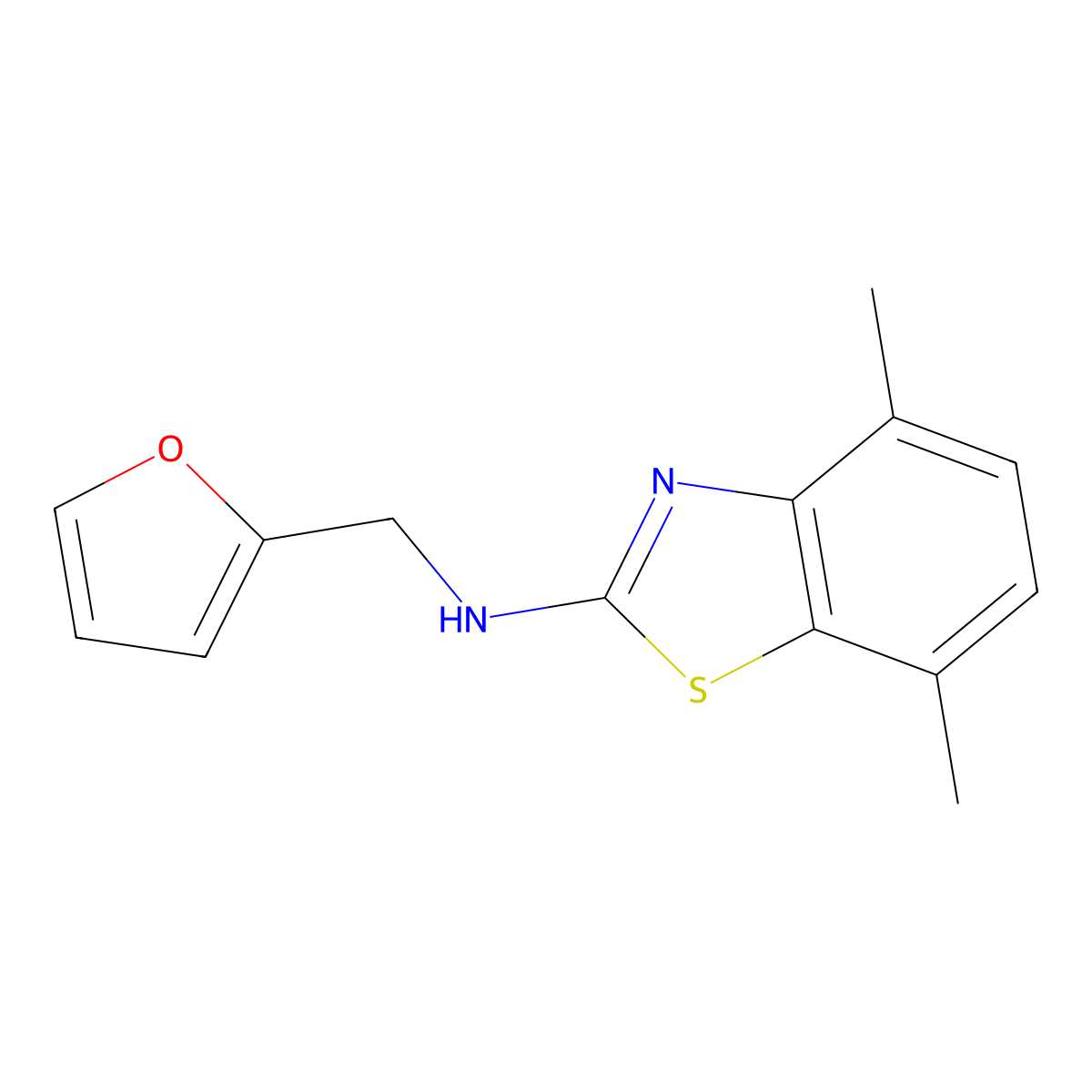 N-(2-furylmethyl)-4,7-dimethyl-1,3-benzothiazol-2-amine molecular structure, CAS 1350989-03-5